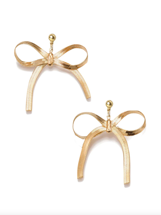Gold Bow Earring Earrings in  at Wrapsody