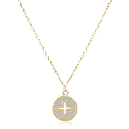 Enewton Neck 16" Signature Cross Gold Disc Necklaces in Off-White at Wrapsody