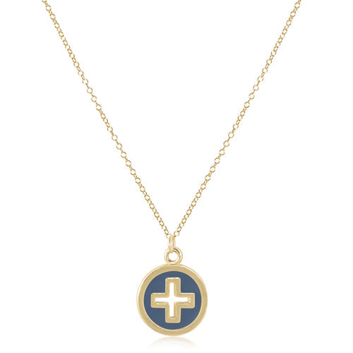 Enewton Neck 16" Signature Cross Gold Disc Necklaces in Navy at Wrapsody