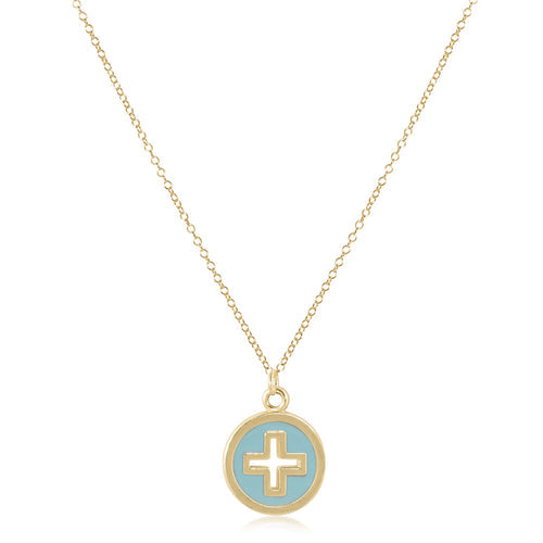 Enewton Neck 16" Signature Cross Gold Disc Necklaces in Turquoise at Wrapsody