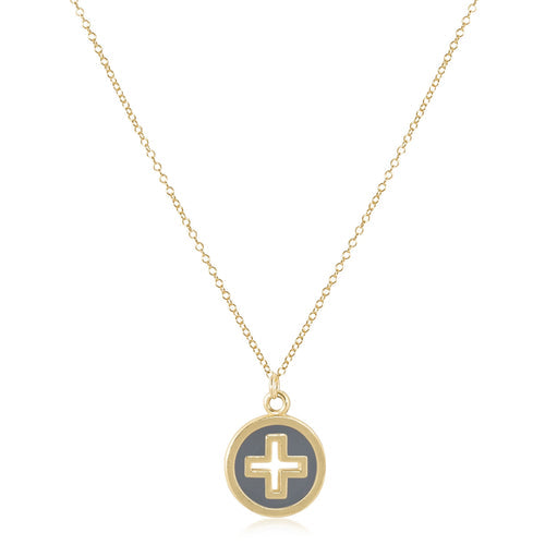 Enewton Neck 16" Signature Cross Gold Disc Necklaces in Grey at Wrapsody