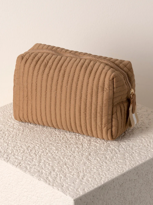 Large Tan Boxy Cosmetic Pouch Cosmetic Bags in  at Wrapsody