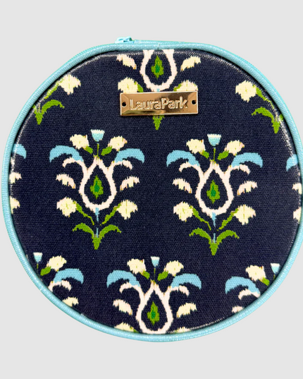 Laura Park Rosemary Indigo Round Jewelry Case