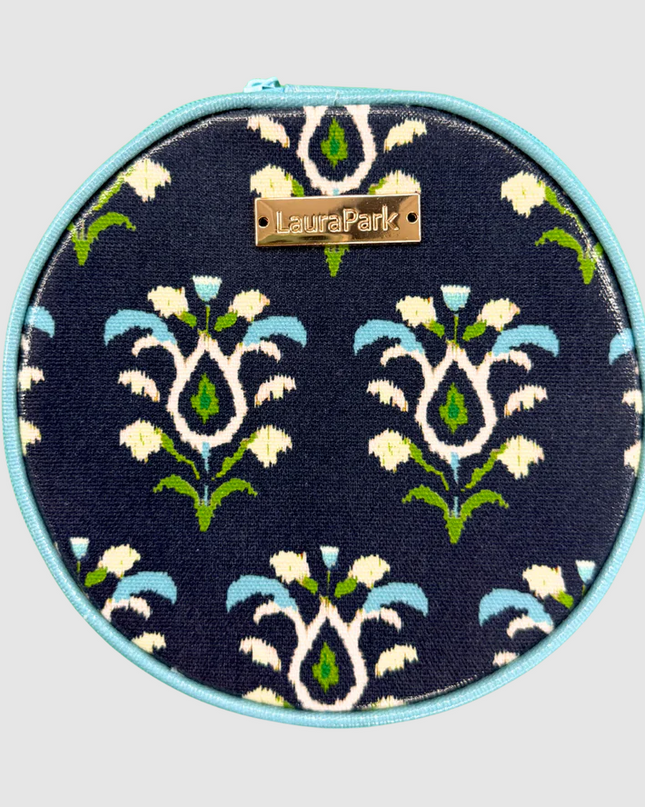Laura Park Rosemary Indigo Round Jewelry Case