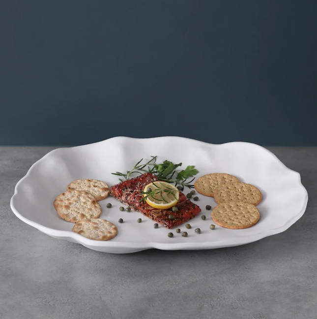 Vida Nube Large Oval Platter in White Tabletop in  at Wrapsody