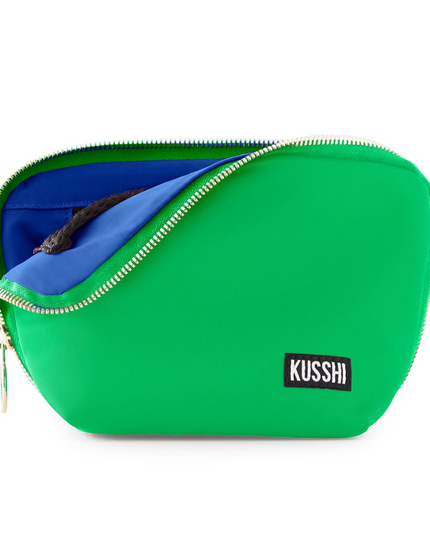 Everyday Makeup Bag Kelly Green/Navy Travel Accessories in at Wrapsody