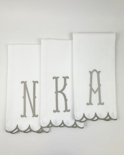 Initial Taupe Scallop Towel Kitchen Towels in A at Wrapsody