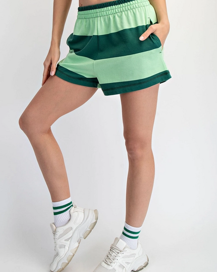 Striped Cotton Green/Mint Shorts
