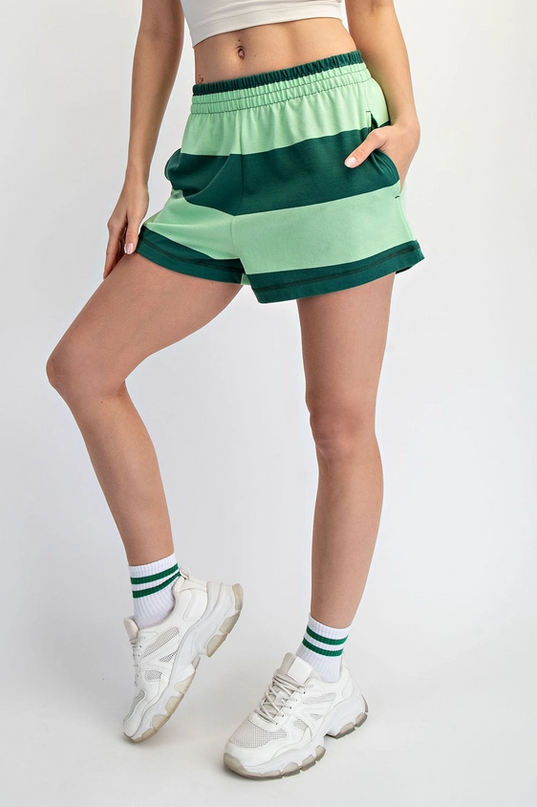 Striped Cotton Green/Mint Shorts
