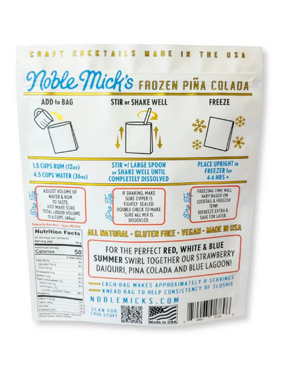 Noble Mick's Pina Colada Frozen Cocktail Mix Food in at Wrapsody