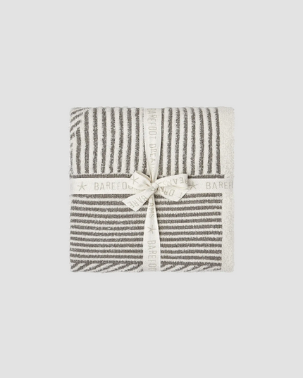 Barefoot Dreams Mixed Stripe Cream/Pewter Throw Blankets & Throws in at Wrapsody