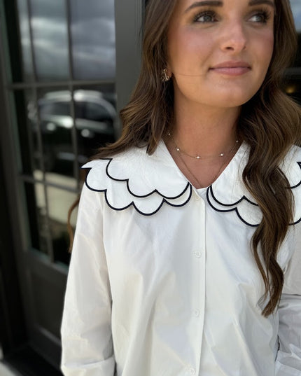 English Factory Scallop Collar Blouse Tops in  at Wrapsody