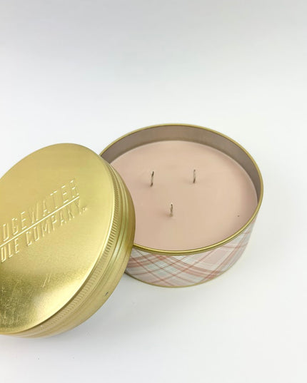 Sweet Grace 3-Wick Plaid Tin Candle Candles in  at Wrapsody