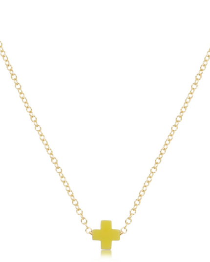 eGirl 14" Small Signature Cross Necklace - Canary