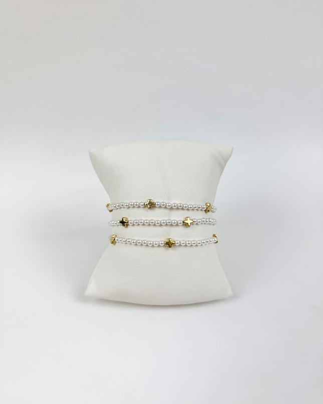 Enewton Small Signature Cross Pearl 3mm Bracelet Stack Bracelets in at Wrapsody