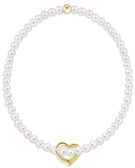Extends Classic Pearl 3mm Love Charm Bracelet
