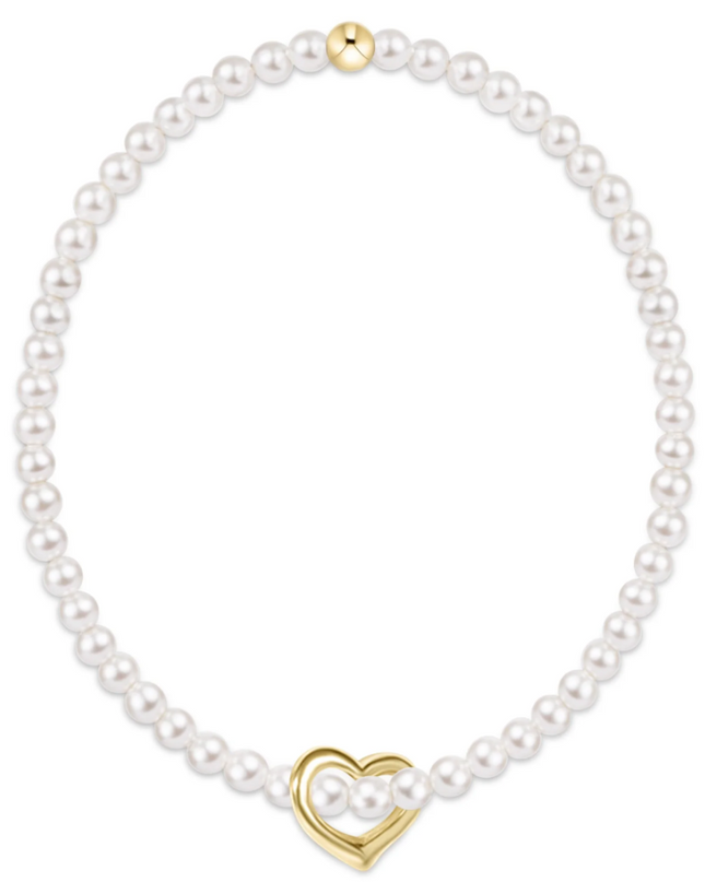 Extends Classic Pearl 3mm Love Charm Bracelet