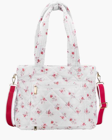 Oliver Thomas Wanderlust Tote White Rose Print/White Stripe Totes in at Wrapsody