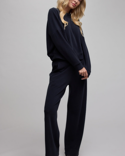 Barefoot Dreams Brushed Fleece Pullover - Black Loungewear in S at Wrapsody