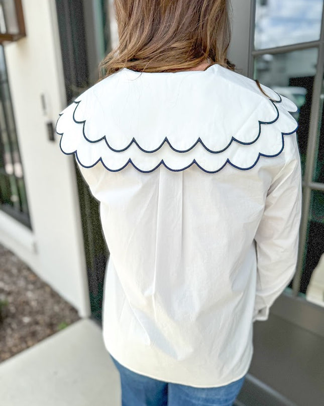 English Factory Scallop Collar Blouse Tops in  at Wrapsody