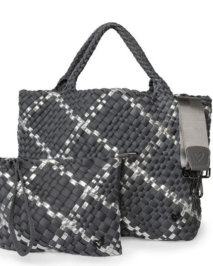 PreneLove London Large Woven - Charcoal & Metallic Totes in  at Wrapsody