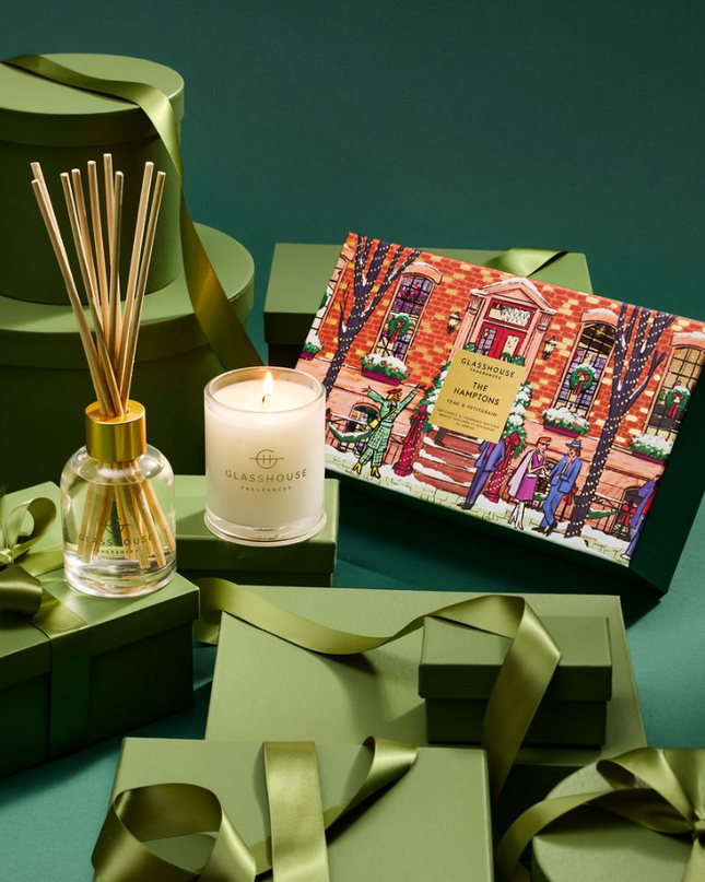 Glasshouse Diffuser/Candle Christmas Gift Set The Hamptons Scents in at Wrapsody