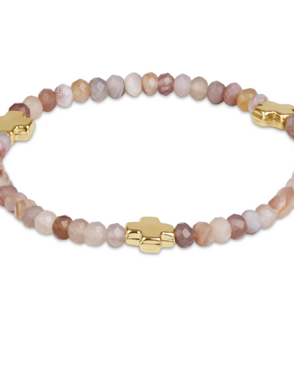 Enewton Signature Cross Gemstone 4mm Bracelet Botswana Agate