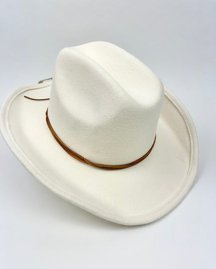 Cowboy Hat in Ivory Hair Accessories in  at Wrapsody