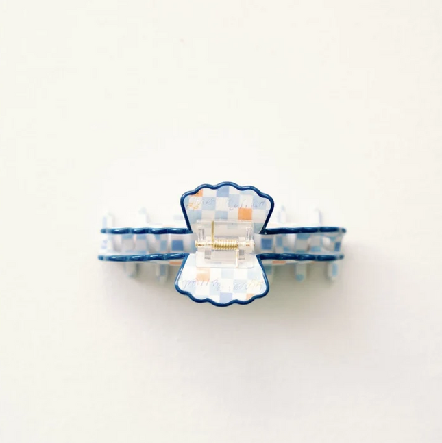 Scalloped Orange & Blue Claw Clip Hair Accessories in at Wrapsody
