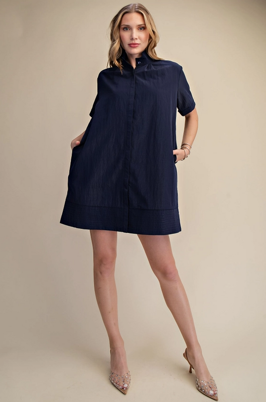 Button-Up Navy Mini Dress