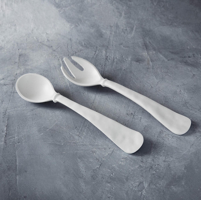 Vida Nube Salad Servers in White Tabletop in  at Wrapsody