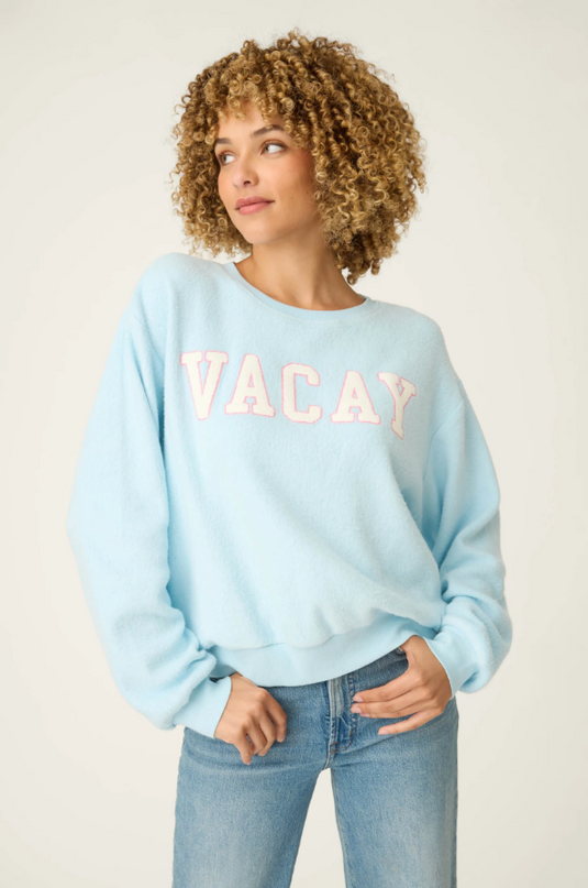 PJ Salvage Vacay Light Blue Pullover Loungewear in S at Wrapsody