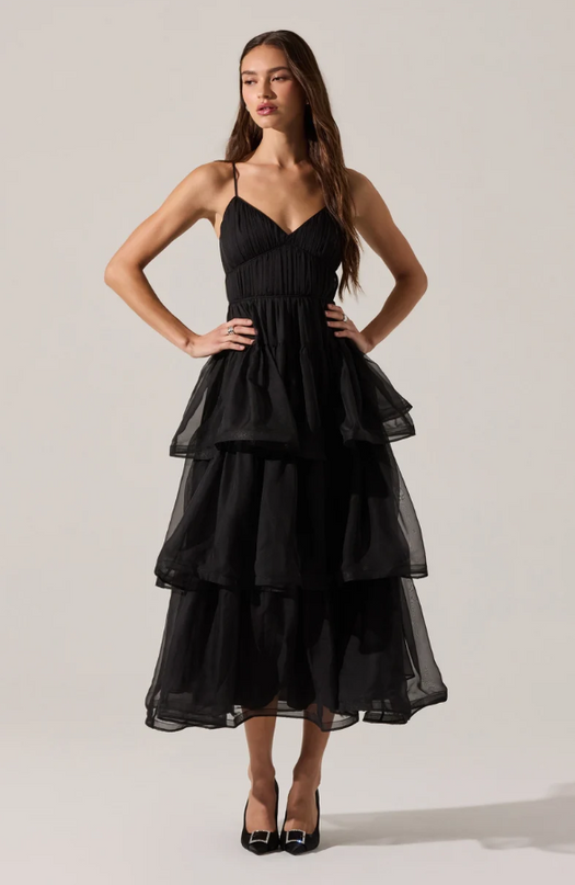 ASTR the Label Theiria Black Midi Dress