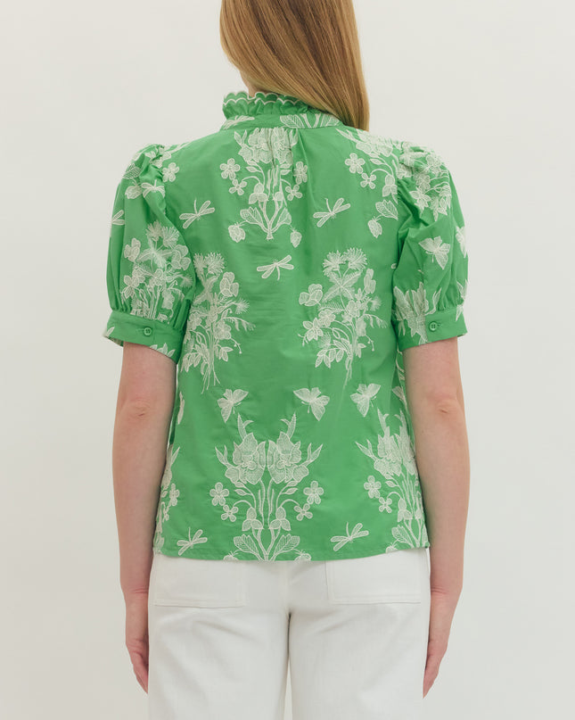 Spring Green Floral Blouse Tops in at Wrapsody