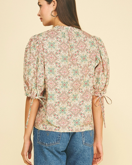Floral Tiles Cream Blouse