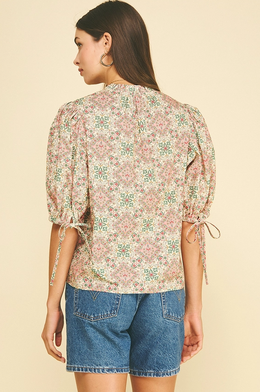 Floral Tiles Cream Blouse