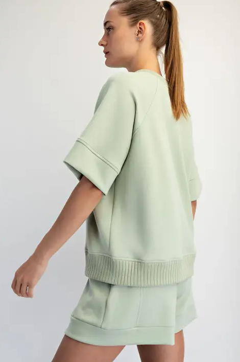 Ribbed Modal Pistachio Cream Top