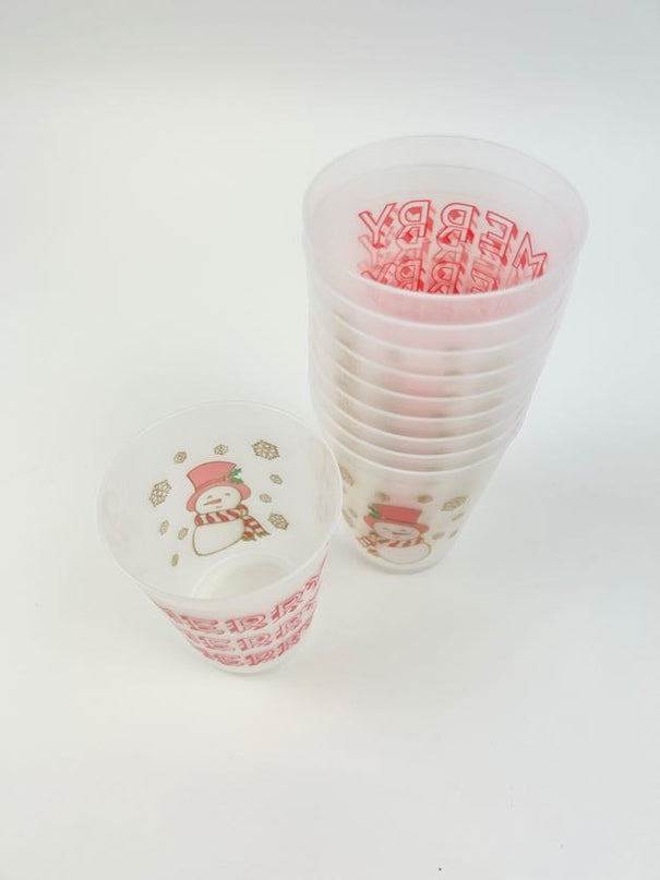 Snowman Candy Cane Frost Flex Cups Set of 10 Drinkware in  at Wrapsody