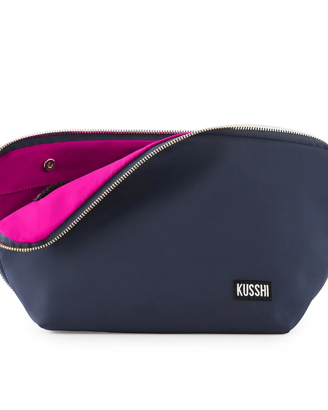Signature Makeup Bag Navy/Pink Travel Accessories in at Wrapsody