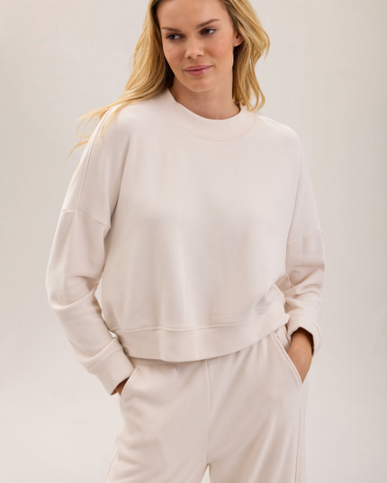 Barefoot Dreams Brushed Fleece Pullover - Sand Dune Loungewear in S at Wrapsody