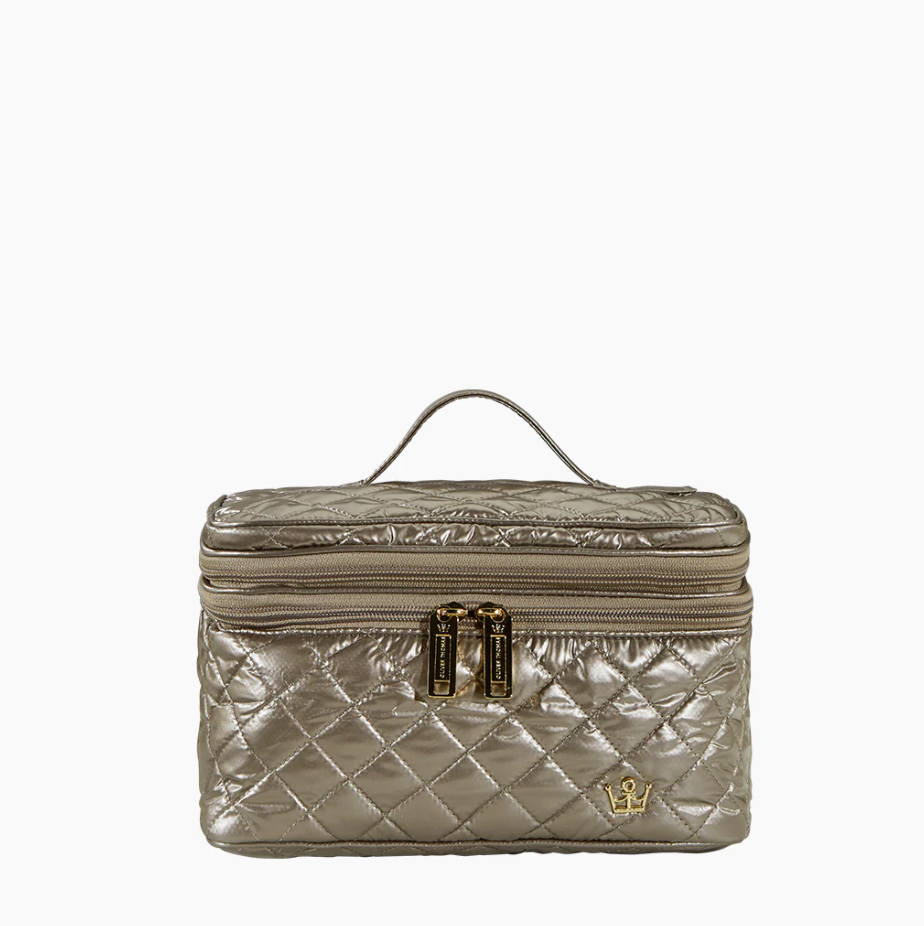 Oliver Thomas Not a Trainwreck Case Cosmetic Bags in Modern Taupe Metallic at Wrapsody