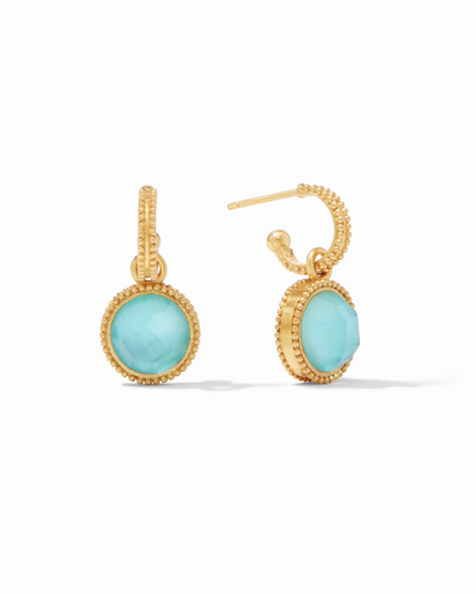 Julie Vos Fleur-de-Lis Hoop & Charm Earring Earrings in Bahamian Blue at Wrapsody