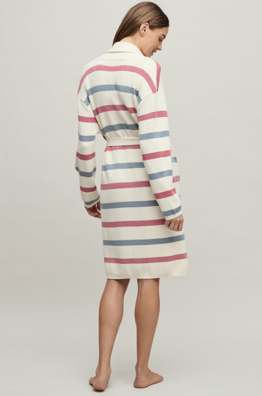 Barefoot Dreams Cotton Stripe Cream Multi Robe