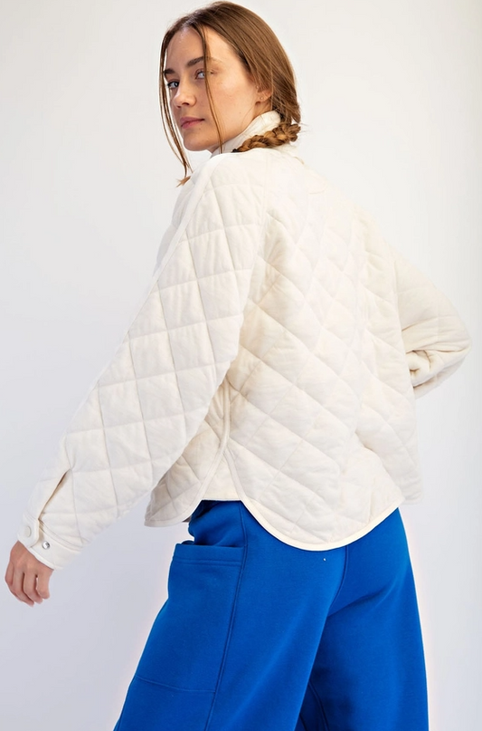 Quilted Bone Snap Button Jacket