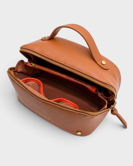 Roma Foldout Toiletry Case Cognac Pebbled Travel Accessories in at Wrapsody
