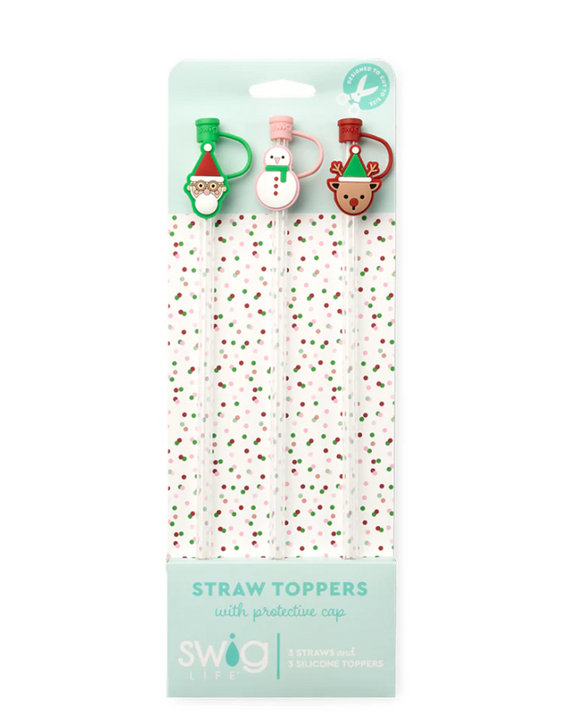 Swig Straw Topper Christmas Crew Set of 3