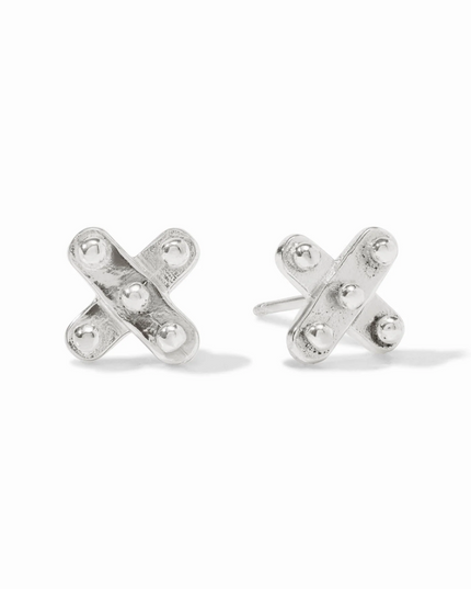 Julie Vos Soho Demi X Stud in Silver Earrings in at Wrapsody