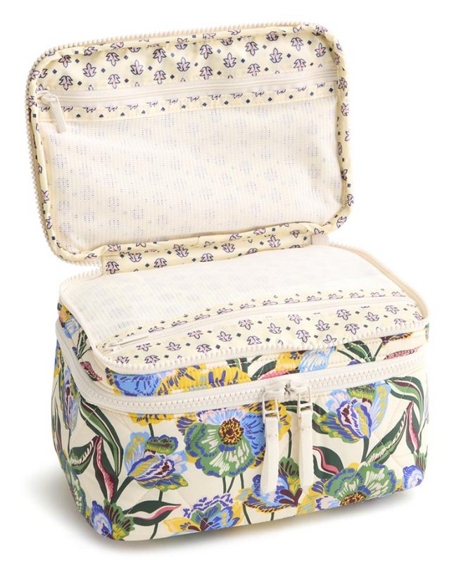 Vera Bradley Gardenia Garden Brush Up Cosmetic Case