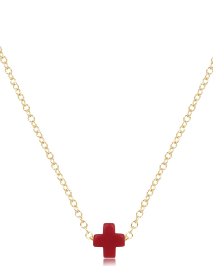 eGirl 14" Small Signature Cross Necklace - Red