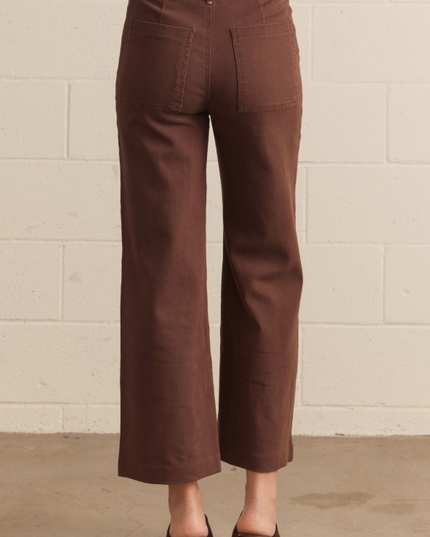 Wide Leg Front Seam Brown Pants